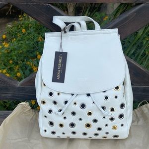 Anna Virgili White Leather Backpack